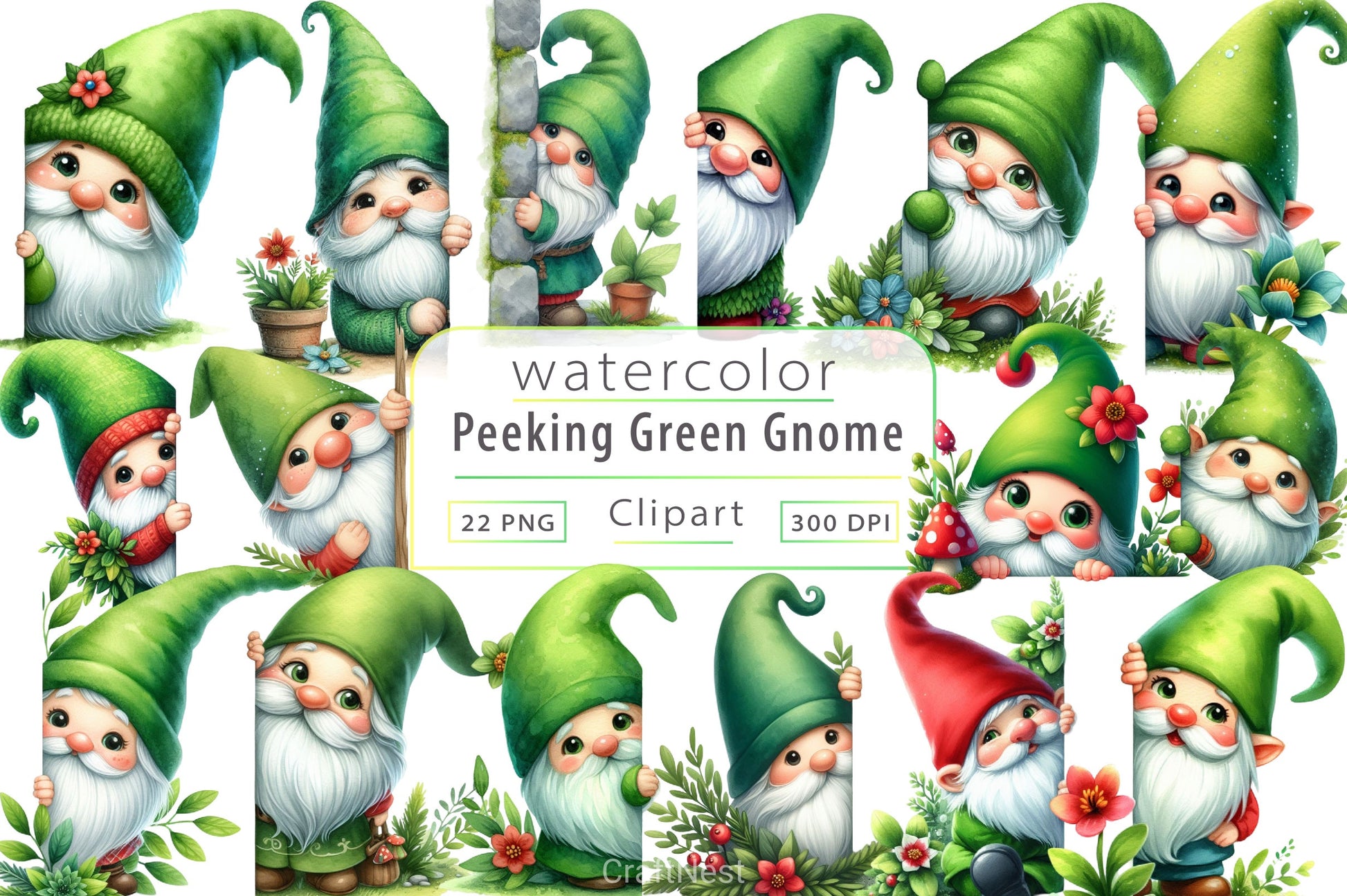 Gnome Peeking Around Corner Clipart Bundle - CraftNest - Digital Crafting and Art