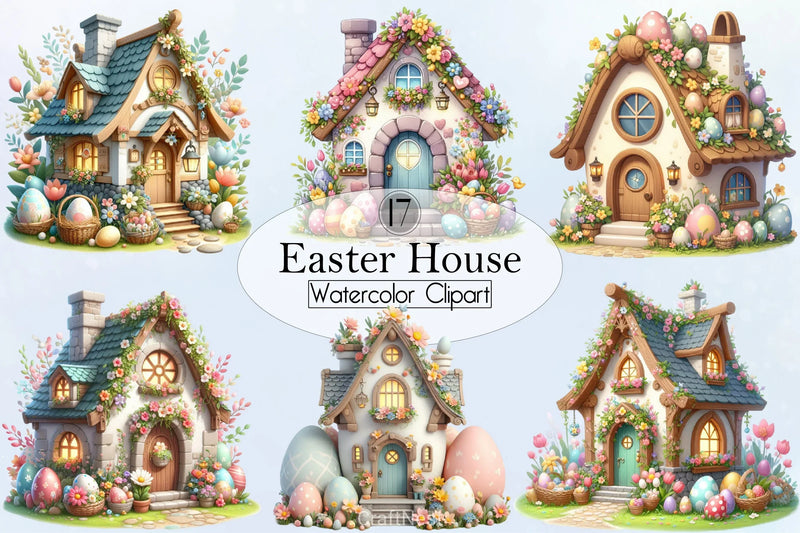 Easter House Clipart Bundle - CraftNest - Digital Crafting and Art