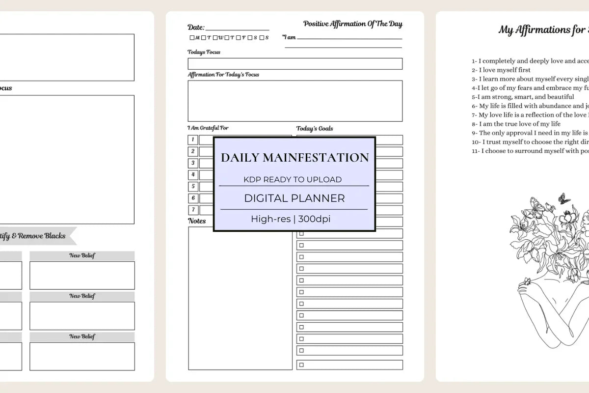 Daily Manifestation Journal KDP Planner - CraftNest - Digital Crafting and Art