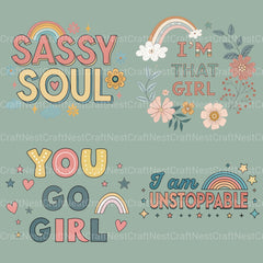 Positive Affirmations Girl Power Clipart Bundle - CraftNest - Digital Crafting and Art