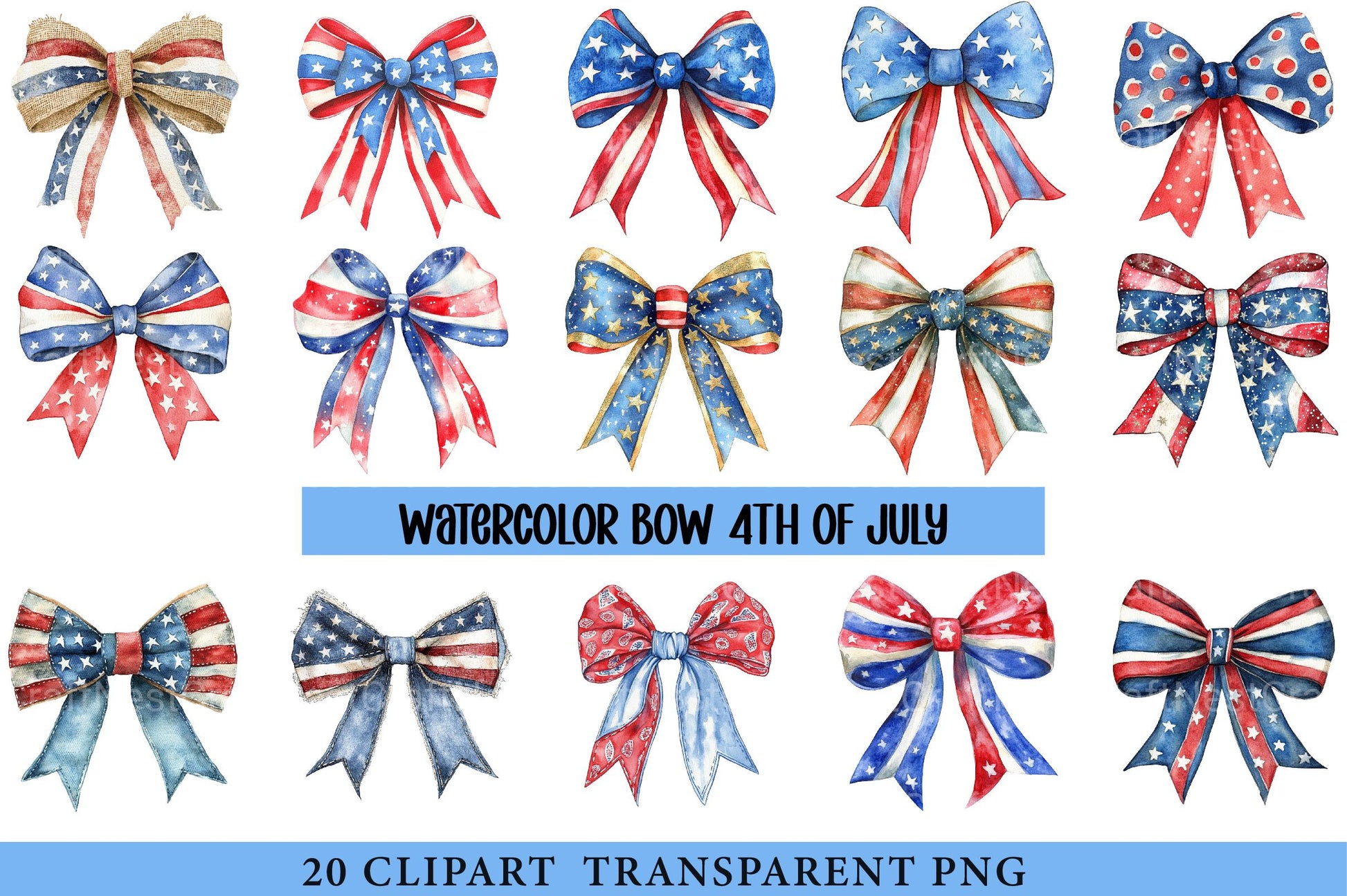 4th of July Bow Clipart - CraftNest - Digital Crafting and Art