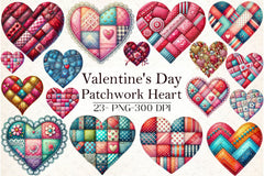 Patchwork Heart Valentine's Clipart Bundle - CraftNest - Digital Crafting and Art