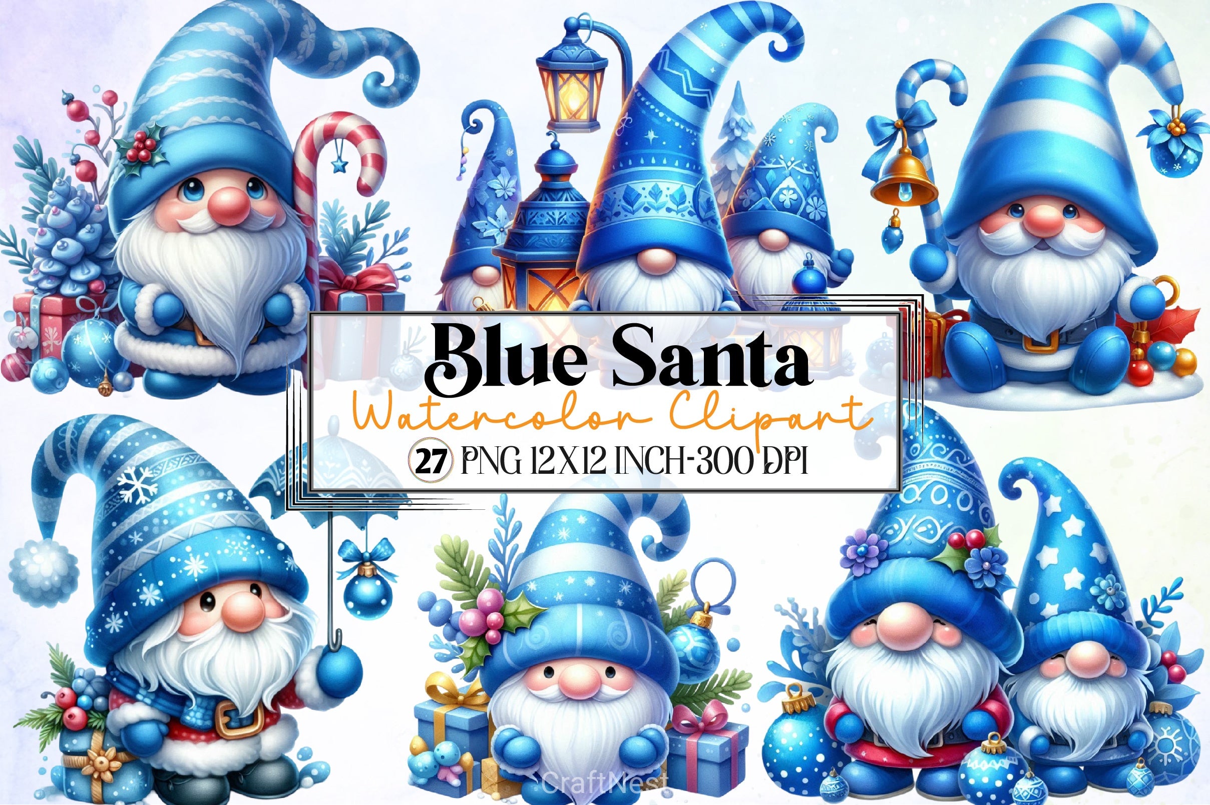 Blue Santa Clipart Bundle - CraftNest - Digital Crafting and Art