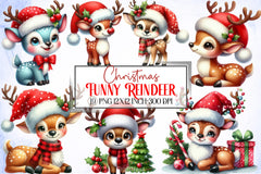 Funny Christmas Reindeer Clipart Bundle - CraftNest - Digital Crafting and Art