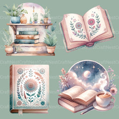 Boho Books Clipart Bundle - CraftNest - Digital Crafting and Art