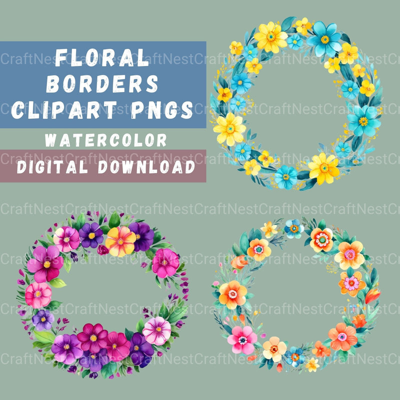 Floral Borders Circle 16 Clipart Bundle - CraftNest - Digital Crafting and Art