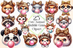 Animal Blowing Bubble Gum Clipart Bundle - CraftNest - Digital Crafting and Art