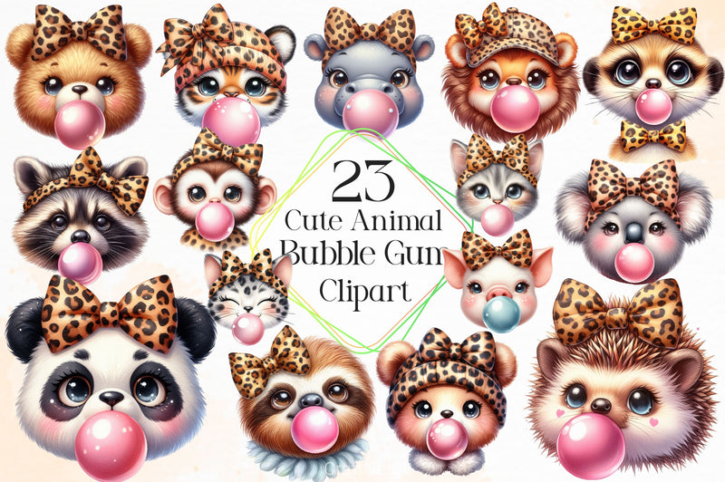Animal Blowing Bubble Gum Clipart Bundle - CraftNest - Digital Crafting and Art
