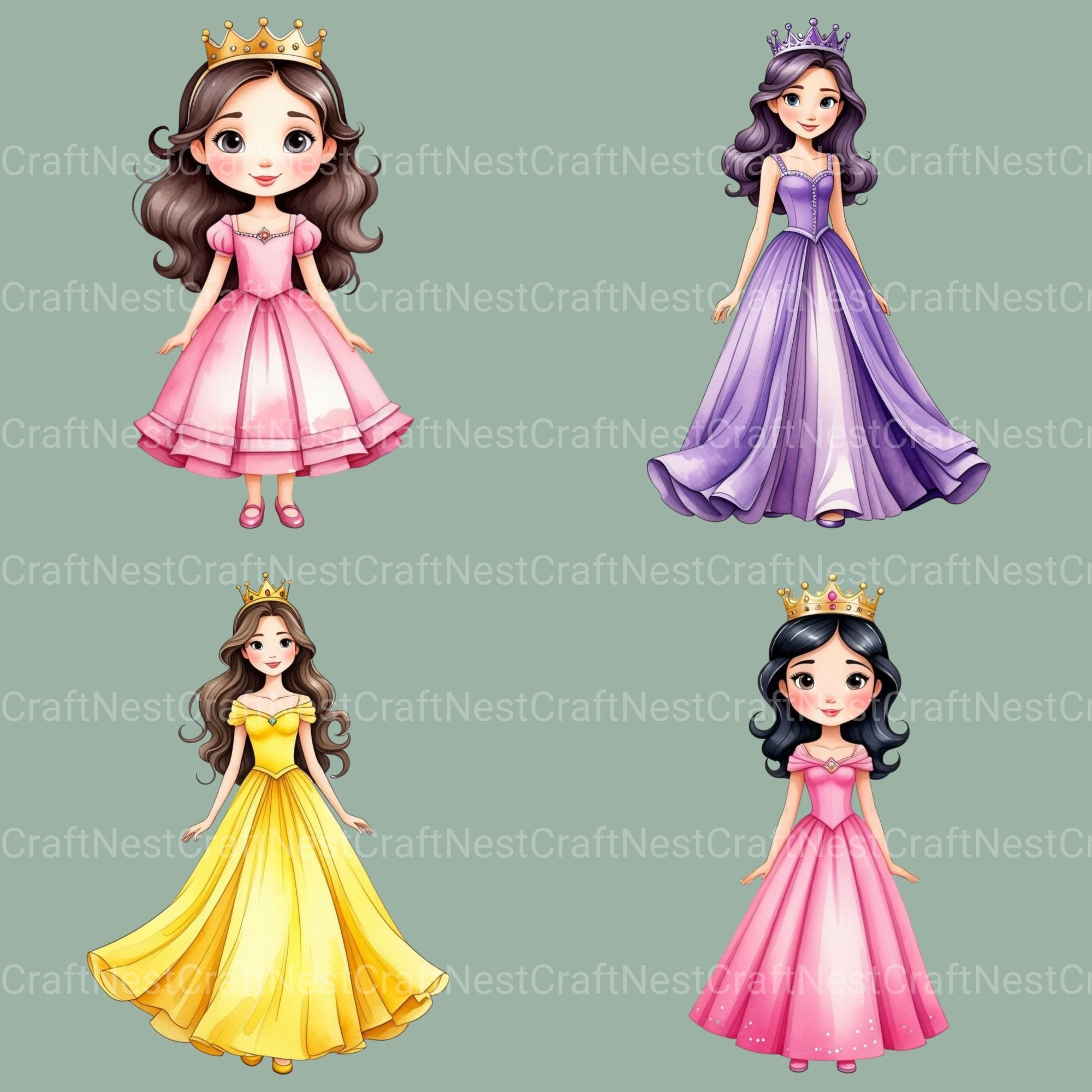 Princesses Clipart Bundle - CraftNest - Digital Crafting and Art