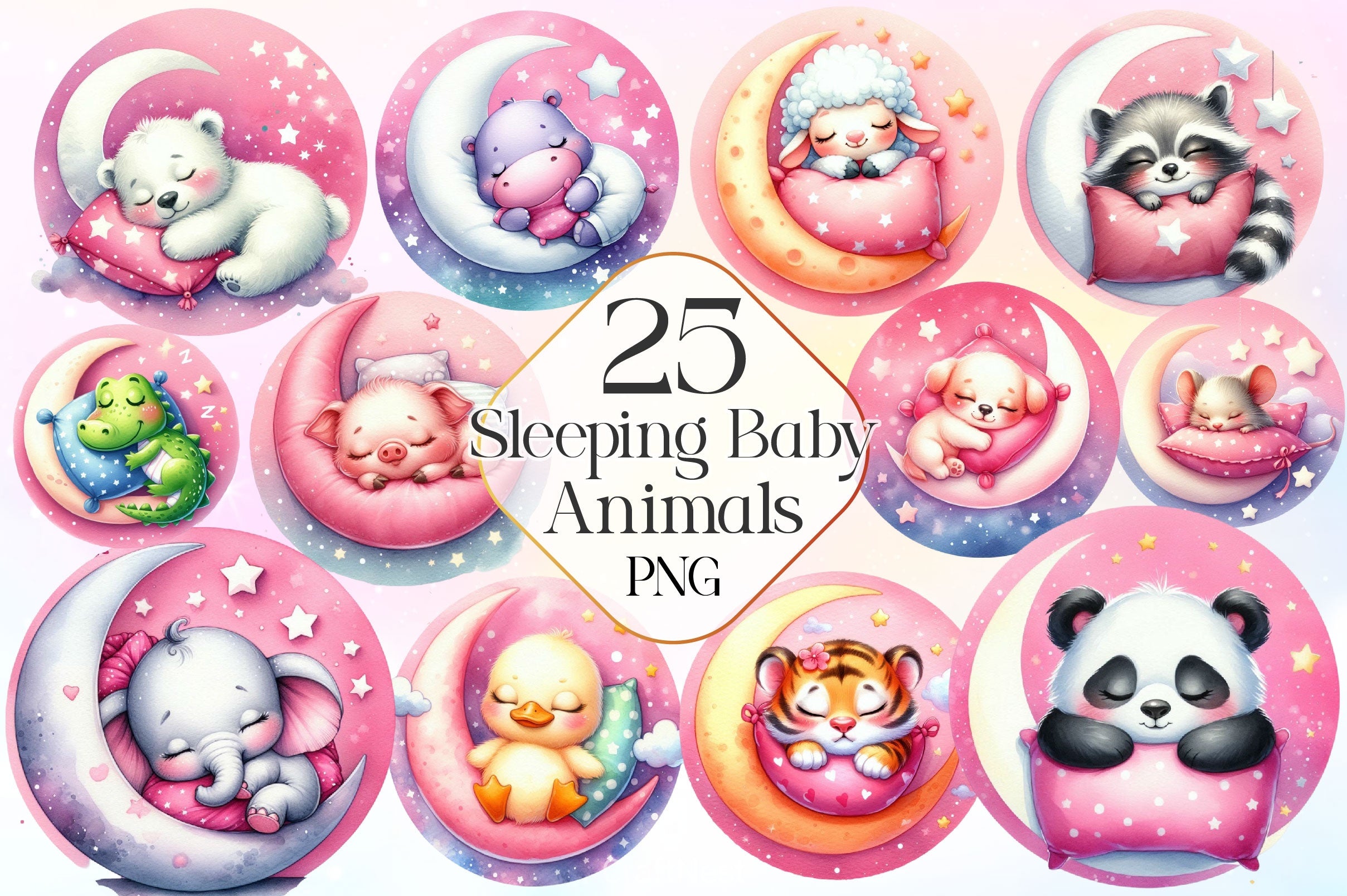 Sleeping Baby Animals Clipart Bundle 2 - CraftNest - Digital Crafting and Art