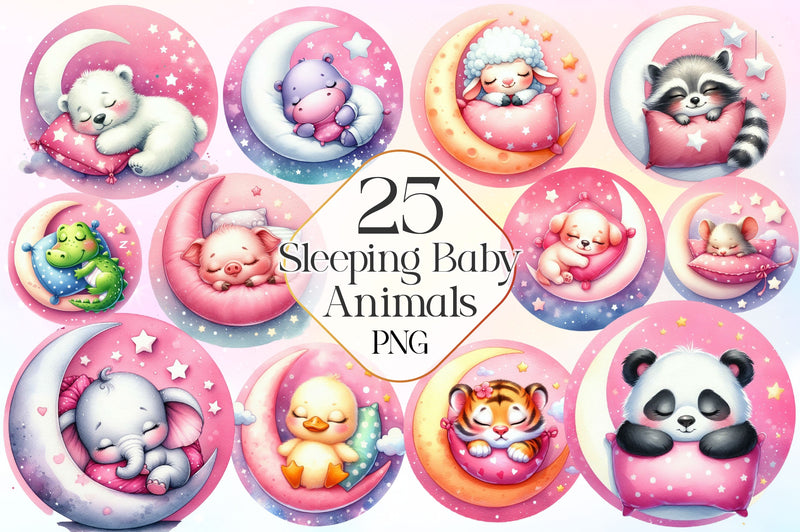 Sleeping Baby Animals Clipart Bundle 2 - CraftNest - Digital Crafting and Art