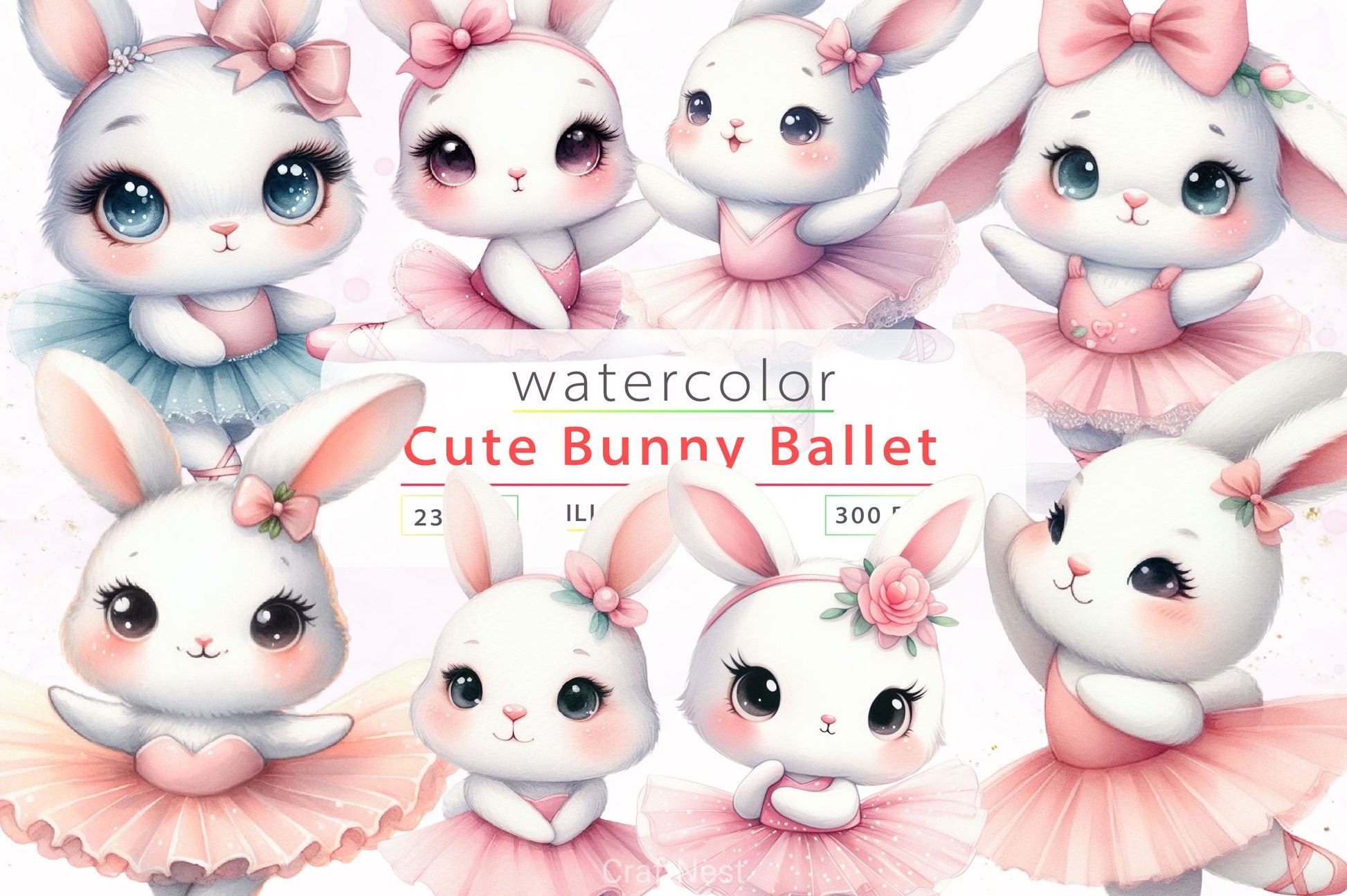Cute Ballet Bunny Clipart Bundle 2 - CraftNest - Digital Crafting and Art