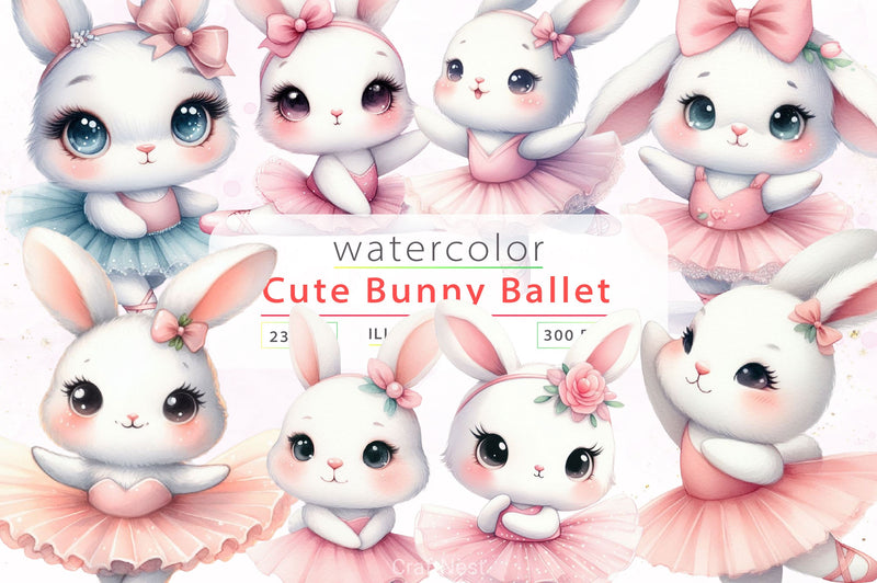 Cute Ballet Bunny Clipart Bundle 2 - CraftNest - Digital Crafting and Art