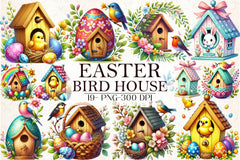 Easter Birdhouse Clipart Bundle - CraftNest - Digital Crafting and Art