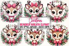 Christmas Reindeer Wreath Clipart Bundle - CraftNest - Digital Crafting and Art