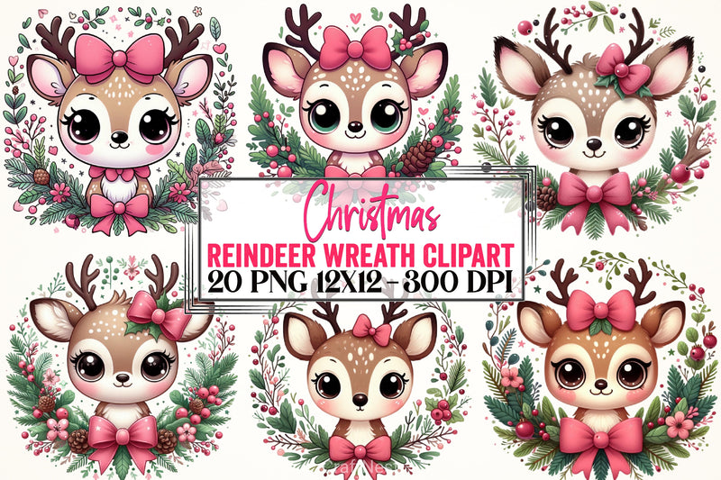 Christmas Reindeer Wreath Clipart Bundle - CraftNest - Digital Crafting and Art