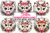 Christmas Reindeer Wreath Clipart Bundle