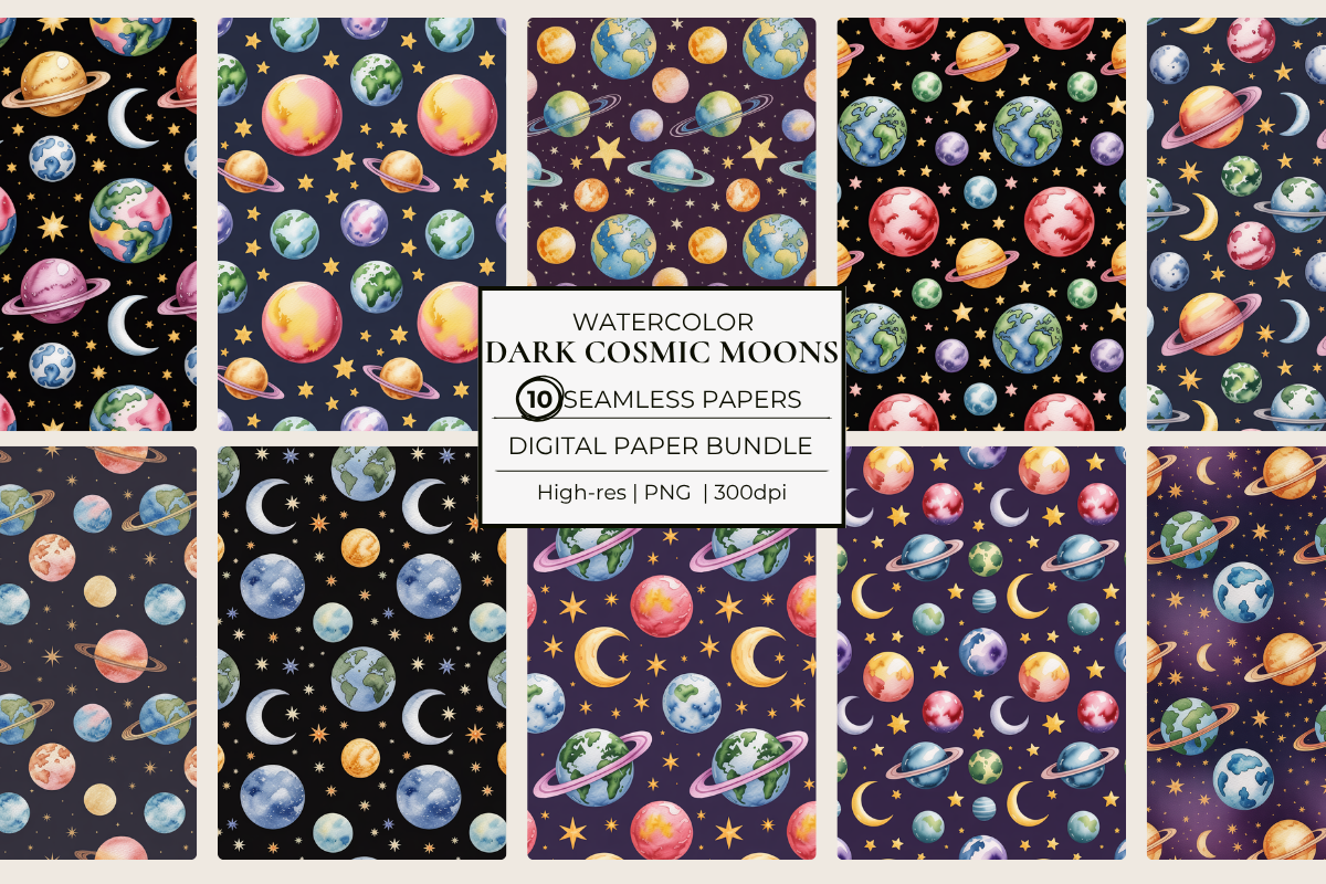 Dark Cosmic Patterns Seamless Papers