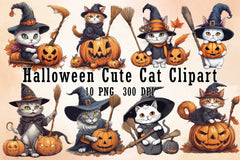 Halloween Cute Cat Clipart Bundle - CraftNest - Digital Crafting and Art