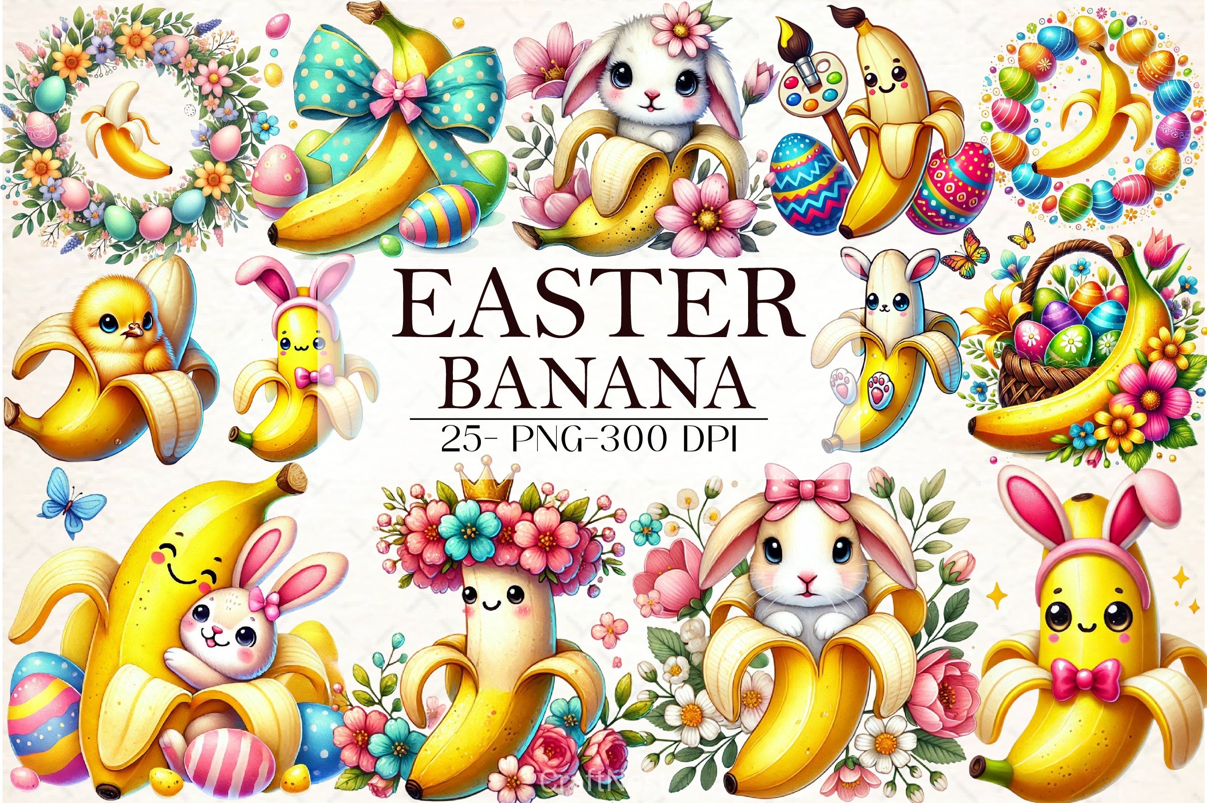 Easter Banana Clipart Bundle - CraftNest - Digital Crafting and Art