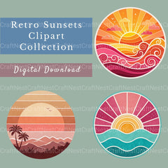 Retro Sunsets Clipart Bundle 1 - CraftNest - Digital Crafting and Art