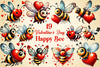 Valentine Bee Clipart Bundle