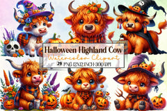 Cute Halloween Highland Cow Clipart Bundle 4 - CraftNest - Digital Crafting and Art
