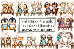 Valentine Animals Couple Clipart Bundle - CraftNest - Digital Crafting and Art