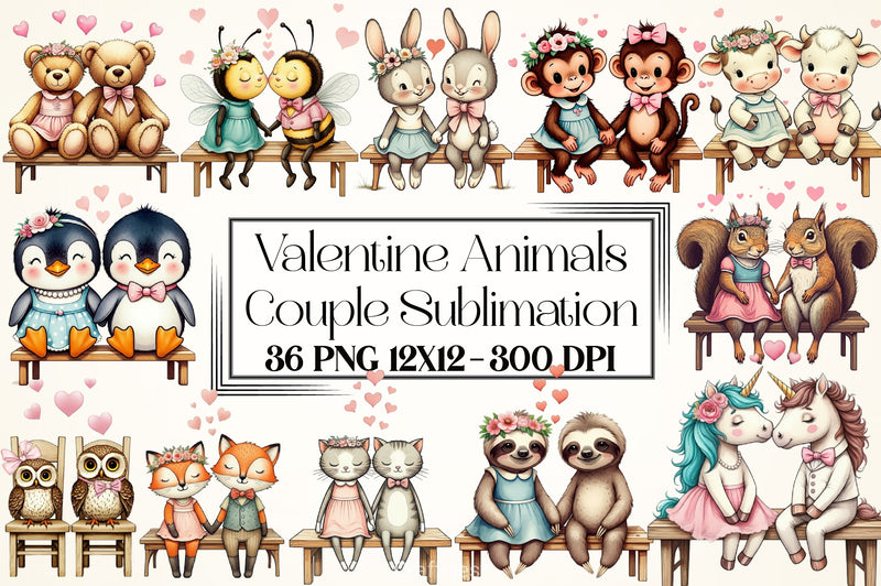 Valentine Animals Couple Clipart Bundle - CraftNest - Digital Crafting and Art