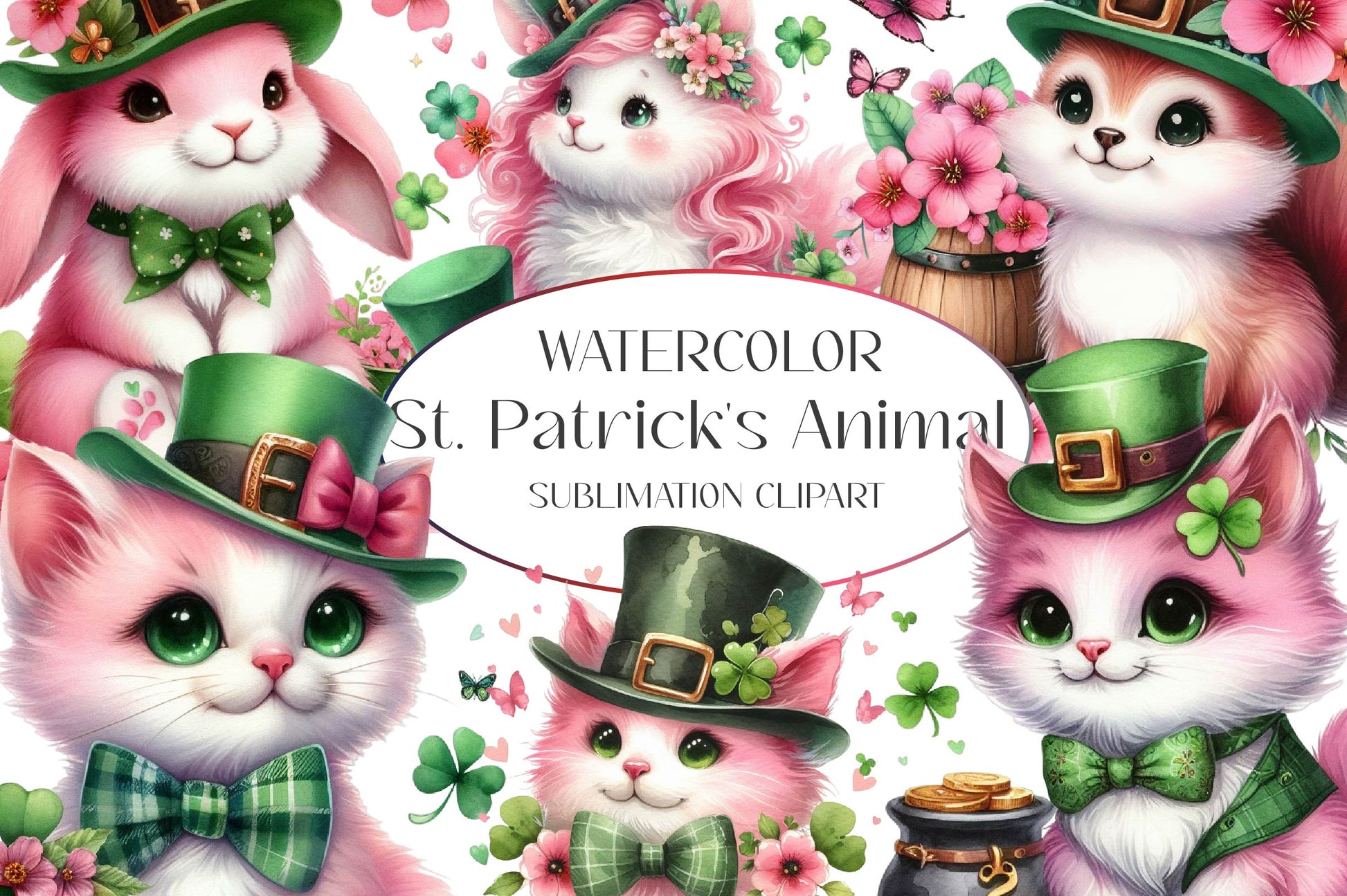 Cute St Patricks Animal Clipart Bundle - CraftNest - Digital Crafting and Art