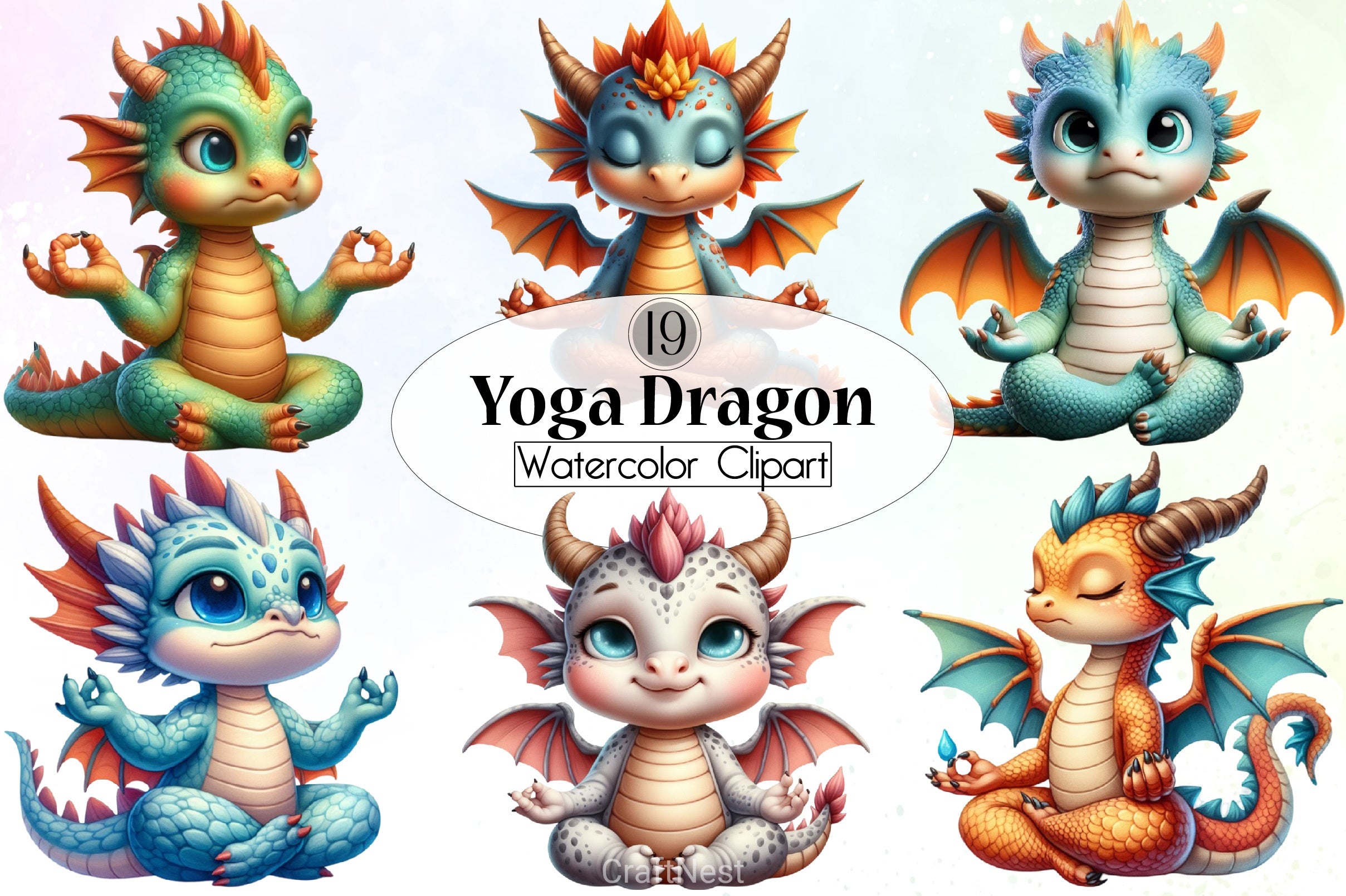 Yoga Dragon Clipart Bundle - CraftNest - Digital Crafting and Art