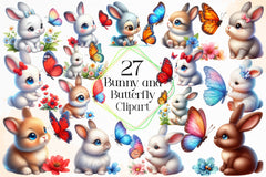 Bunny And Butterfly Clipart Bundle 2 - CraftNest - Digital Crafting and Art