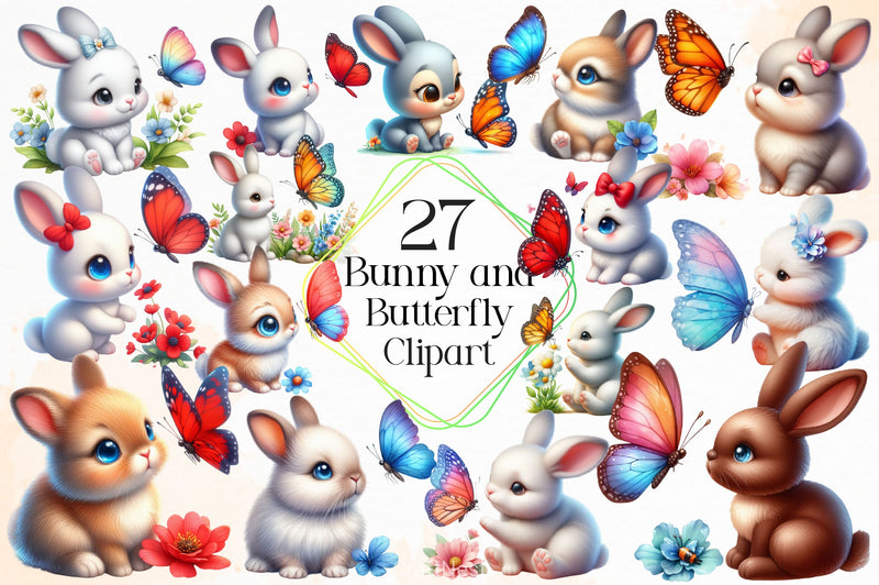 Bunny And Butterfly Clipart Bundle 2 - CraftNest - Digital Crafting and Art