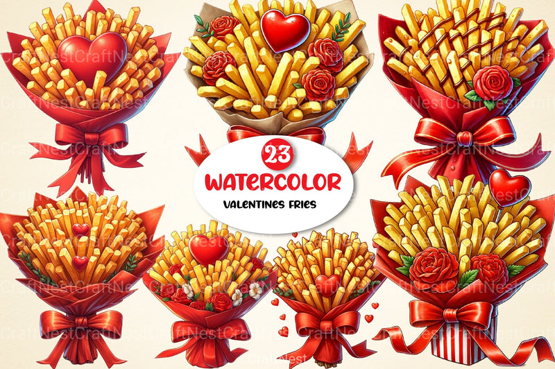 Valentine's Fries Clipart Bundle 3 - CraftNest - Digital Crafting and Art