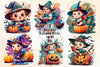 Halloween Cute Little Witches Clipart Bundle