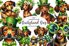 St Patricks Day Dachshund Dog Clipart Bundle - CraftNest - Digital Crafting and Art