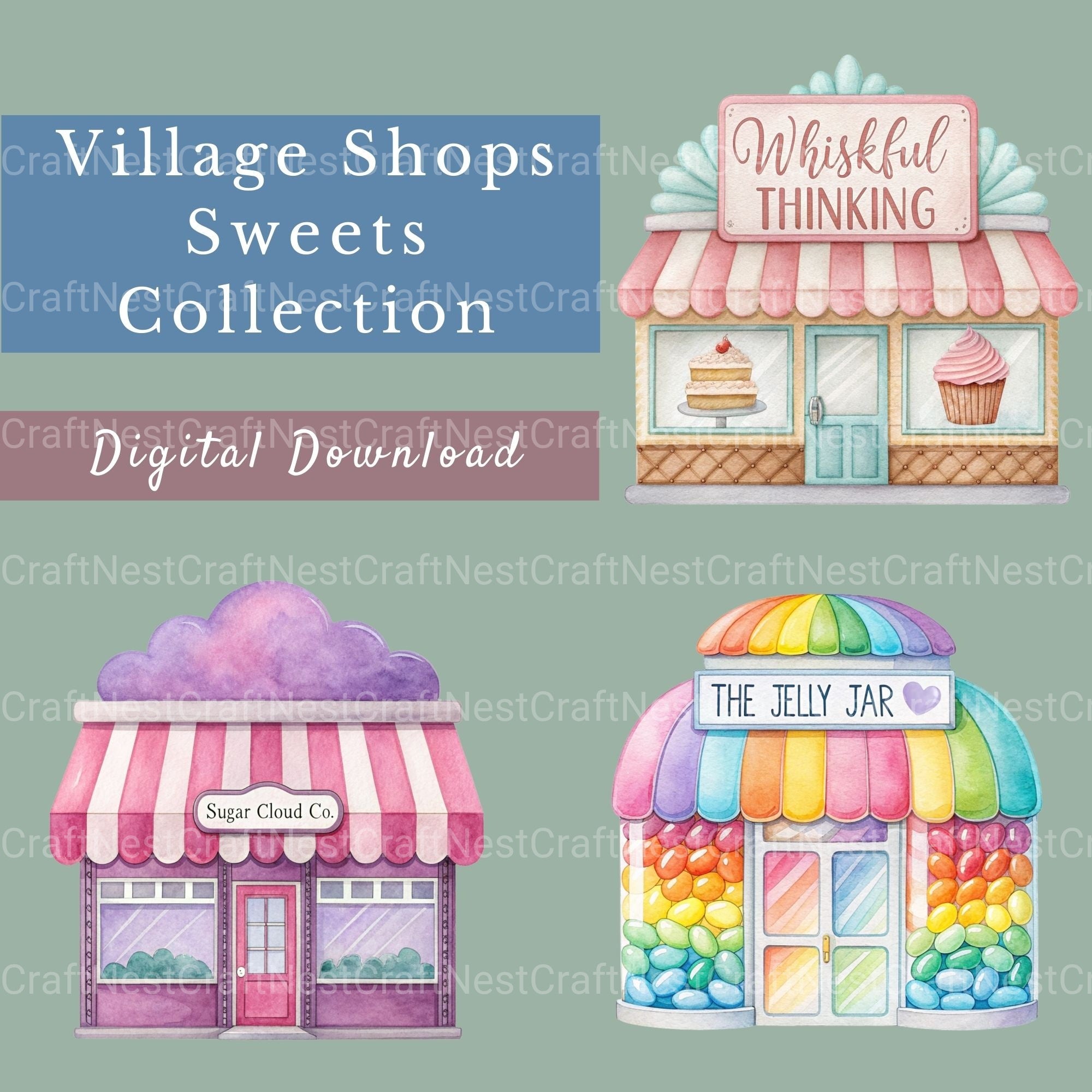 Village Shops Sweet Treats Clipart Bundle - CraftNest - Digital Crafting and Art