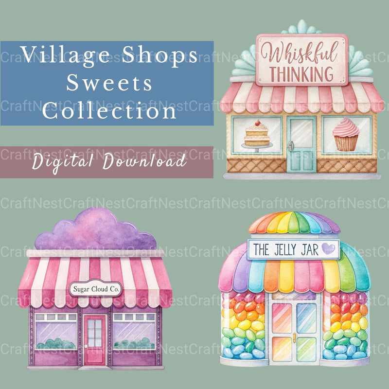 Village Shops Sweet Treats Clipart Bundle - CraftNest - Digital Crafting and Art