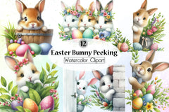 Easter Bunny Peeking Clipart Bundle - CraftNest - Digital Crafting and Art