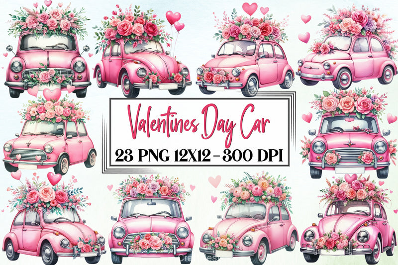Valentine's Day Car Clipart Bundle - CraftNest - Digital Crafting and Art