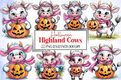 Halloween Highland Cows Clipart Bundle - CraftNest - Digital Crafting and Art
