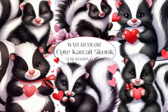 Cute Kawaii Skunk Clipart Bundle - CraftNest - Digital Crafting and Art