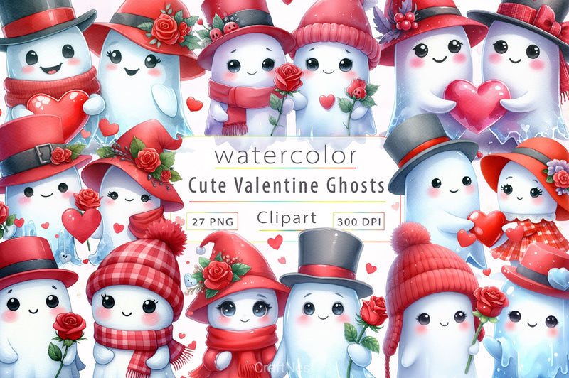Lovely Ghost Valentine's Day Clipart Bundle - CraftNest - Digital Crafting and Art