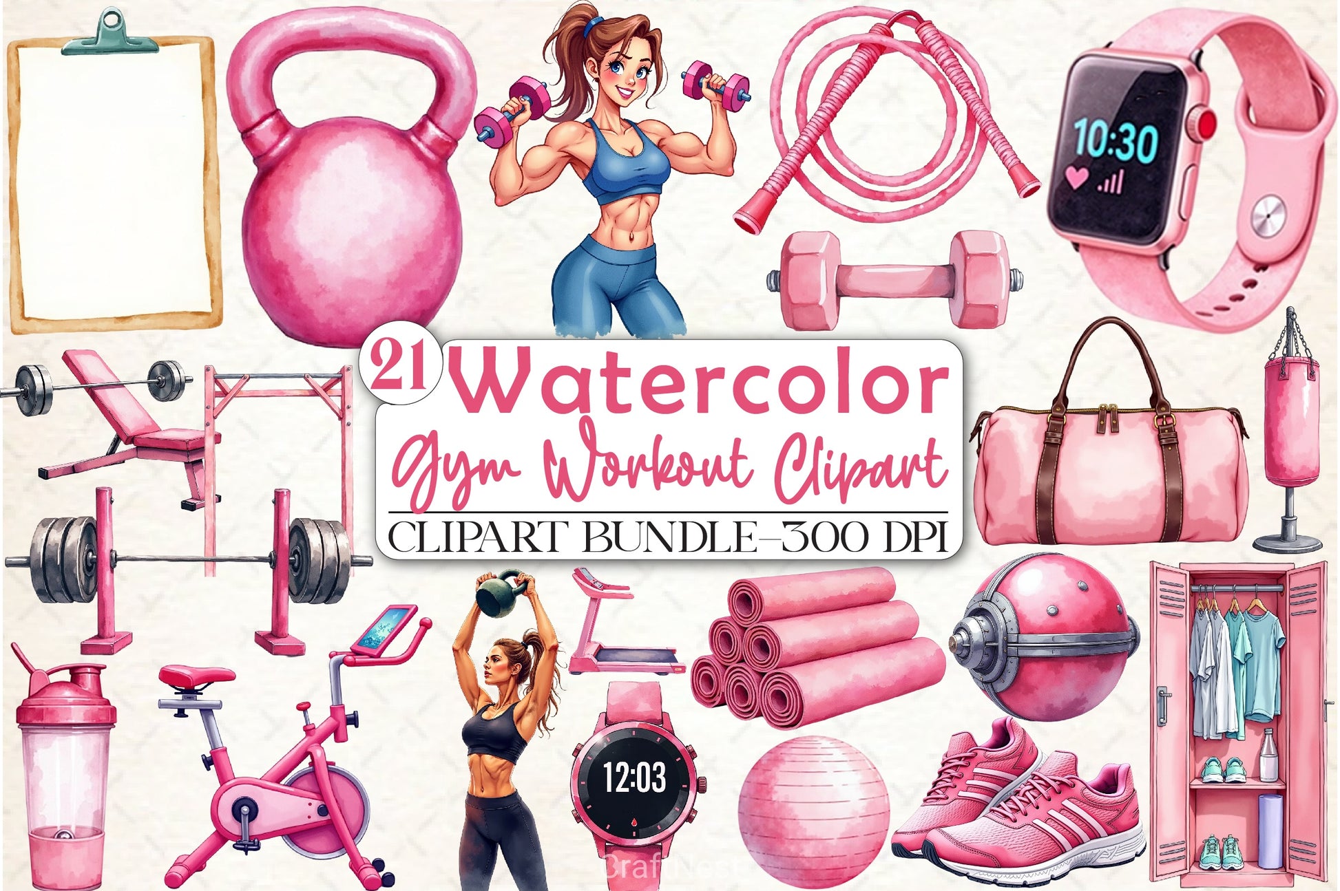 Gym Workout Clipart Bundle - CraftNest - Digital Crafting and Art