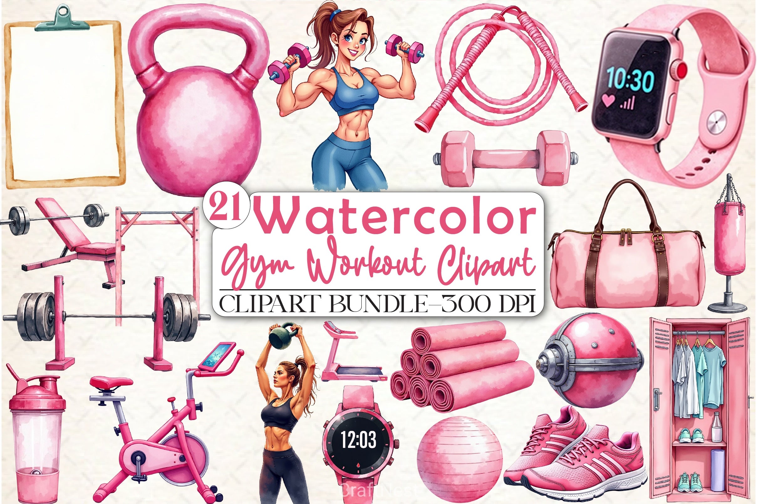 Gym Workout Clipart Bundle - CraftNest - Digital Crafting and Art