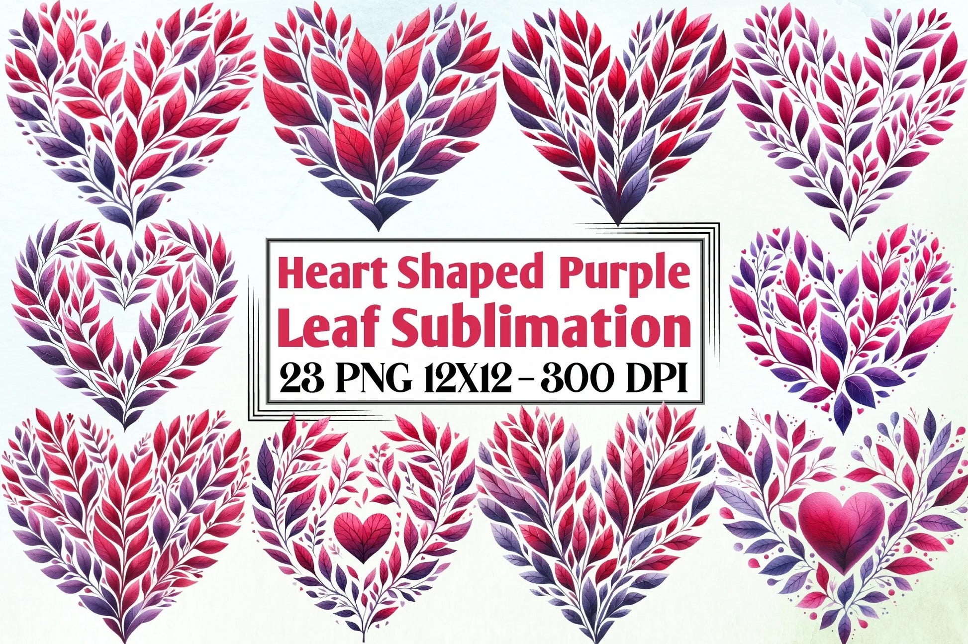 Heart Shaped Purple Leaf Clipart Bundle - CraftNest - Digital Crafting and Art