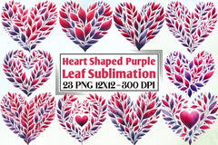 Heart Shaped Purple Leaf Clipart Bundle - CraftNest - Digital Crafting and Art