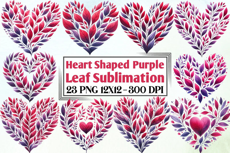 Heart Shaped Purple Leaf Clipart Bundle - CraftNest - Digital Crafting and Art