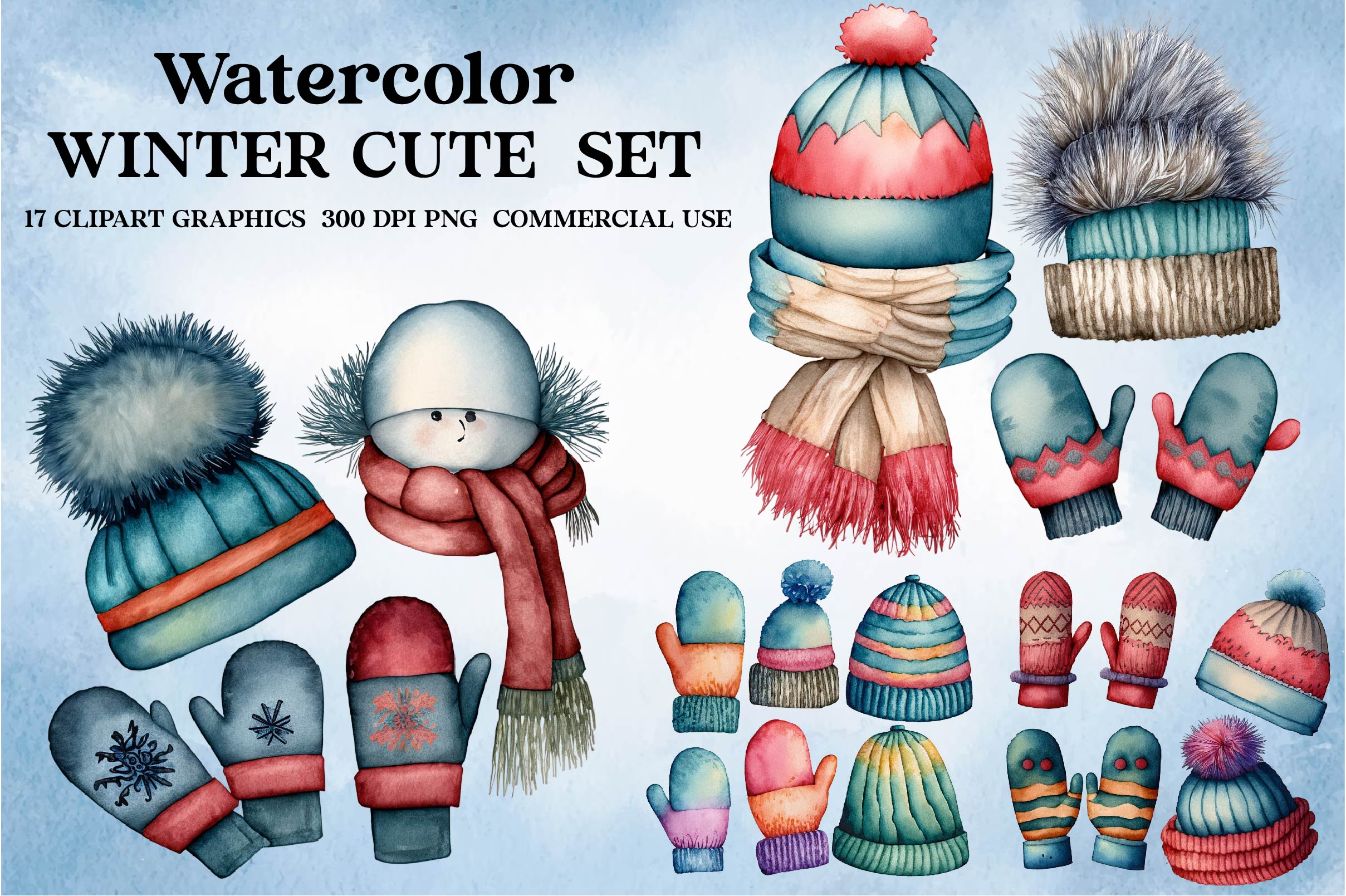 Winter Cute Set Of Mittens Clipart Bundle - CraftNest - Digital Crafting and Art