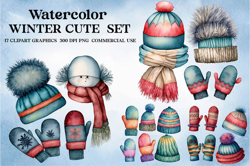 Winter Cute Set Of Mittens Clipart Bundle - CraftNest - Digital Crafting and Art